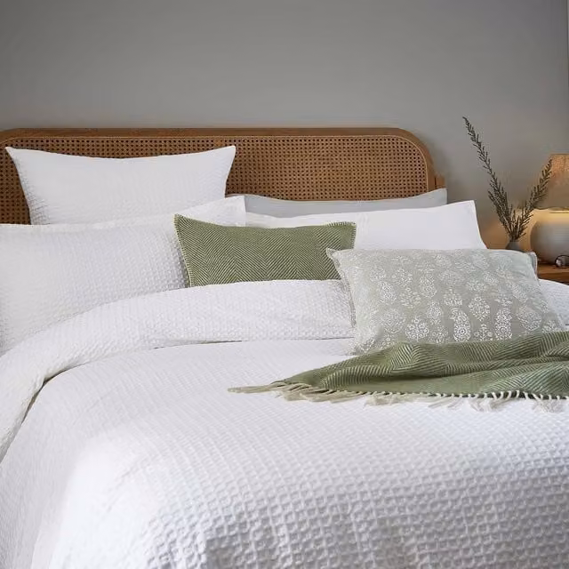 Murmur Lida Reversible Cotton Duvet Cover and Pillowcase Set, White, W: 140 cm, H: 200 cm – 1