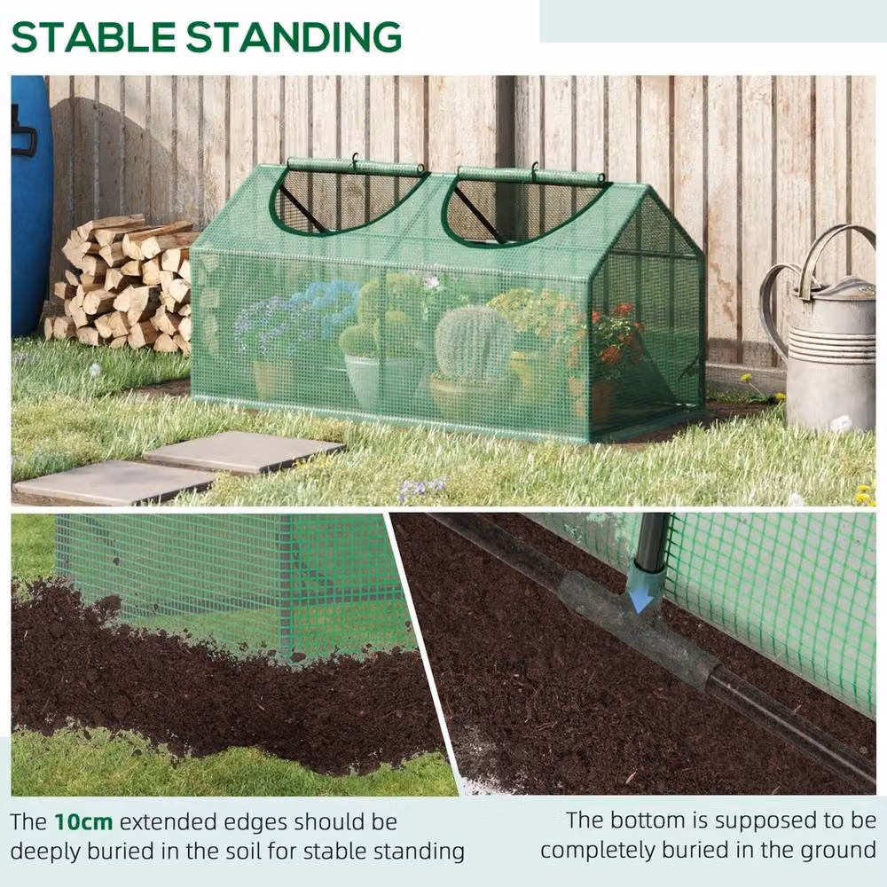 NESTLUNE Outsunny Green Greenhouse for Plants, Vegetables and Herbs, W/D/H: 100 x 100 x 100 cm – 2