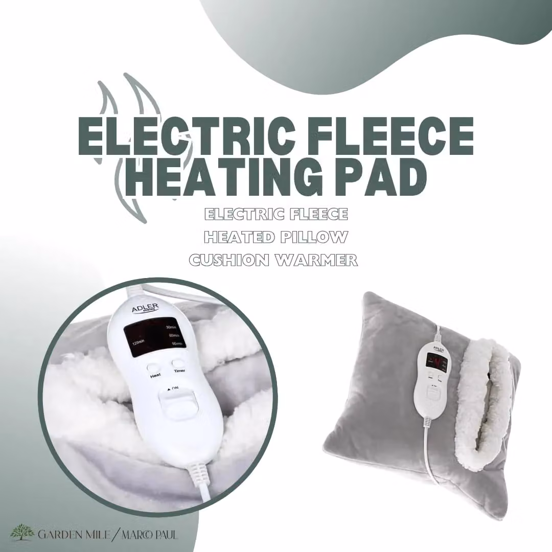 Marco Paul Electric Heated Fleece Pillow Cushion in Grey for Back, Foot and Hand Pain Relief – 2