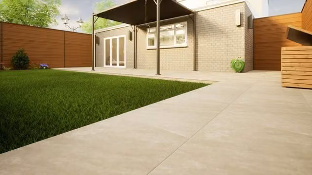 PBSL Group Kandla Grey Porcelain Paving Tiles, W: 90 cm, D: 60 cm, H: 2 cm
