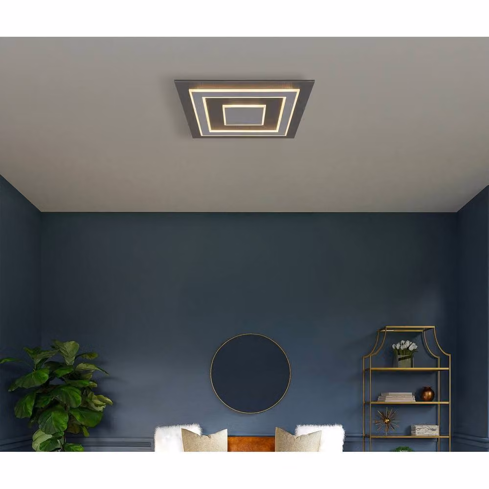 Netlighting Globo Lighting LED Ceiling Panel Light in Grey, 50 W, 1900 lm, Warm White, W: 60 cm, D: 60 cm, H: 4.6 cm – 5