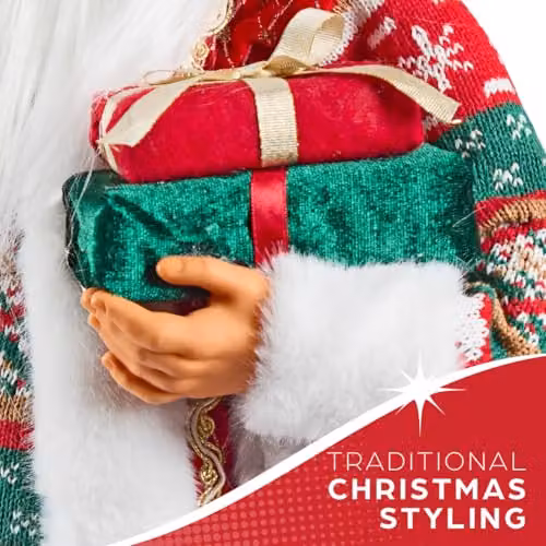 The Christmas Workshop Large Standing Santa Claus Figure in Red, White and Multicolour – 3