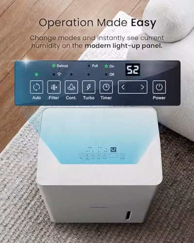Pro Breeze Smart Dehumidifier with WiFi App Control, 30L Capacity and 3L Water Tank, White – 8