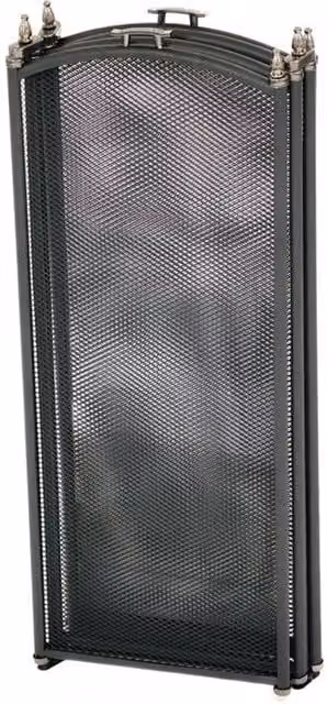 Nordara Heavy Duty Steel 4 Panel Fire Screen Spark Guard in Black