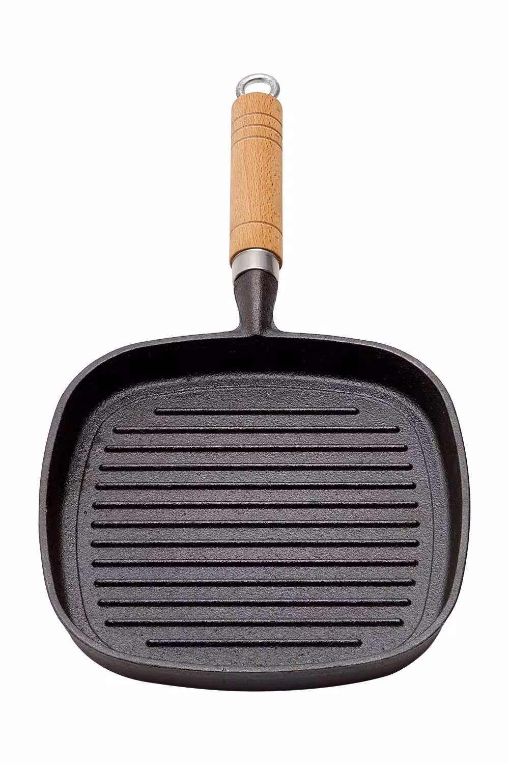 Garden Sanctuary Square Uncoated Cast Iron Grill Pan with Wood Handle in Black – 3