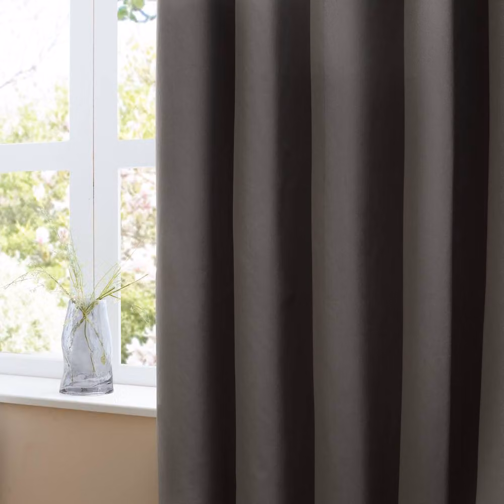 Furn Charcoal Velvet 100% Blackout Eyelet Curtain Pair, Width: 229 cm, Drop: 137 cm – 3