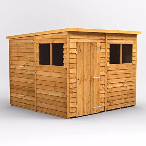 Powersheds Premium Pent Overlap Wooden Shed in Brown with Window and Security Features, W/D/H: 260.4 x 202.8 x 243.84 cm – 1