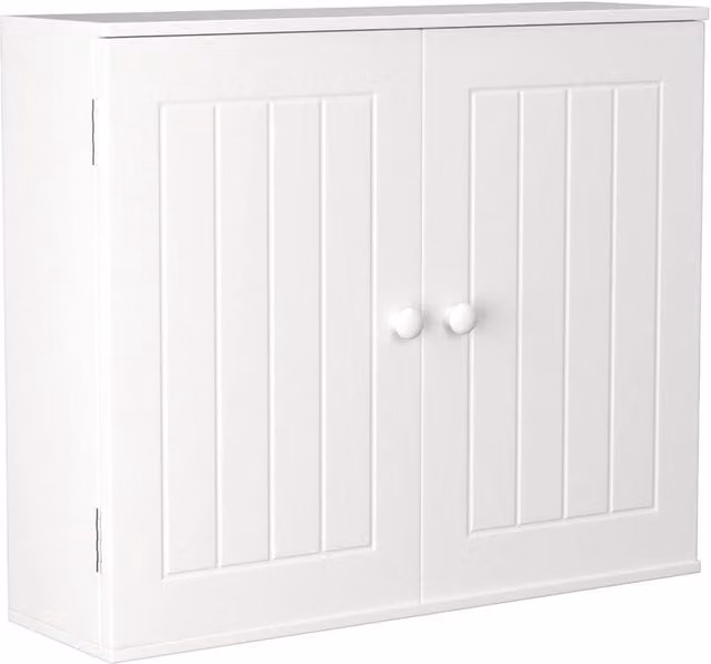 FLAVORA White 2 Door Wall Mounted Kitchen and Bathroom Storage Cabinet with Internal Shelves – 1