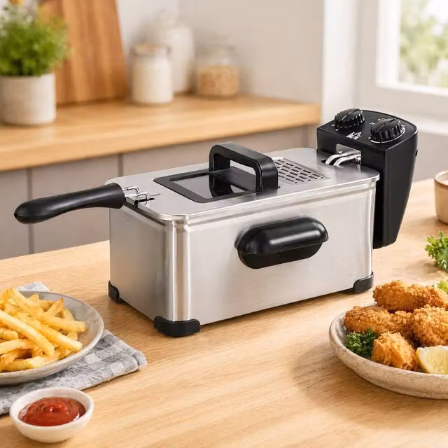 STILVORA 3L Deep Fat Fryer with Timer and Adjustable Temperature in Silver – 1