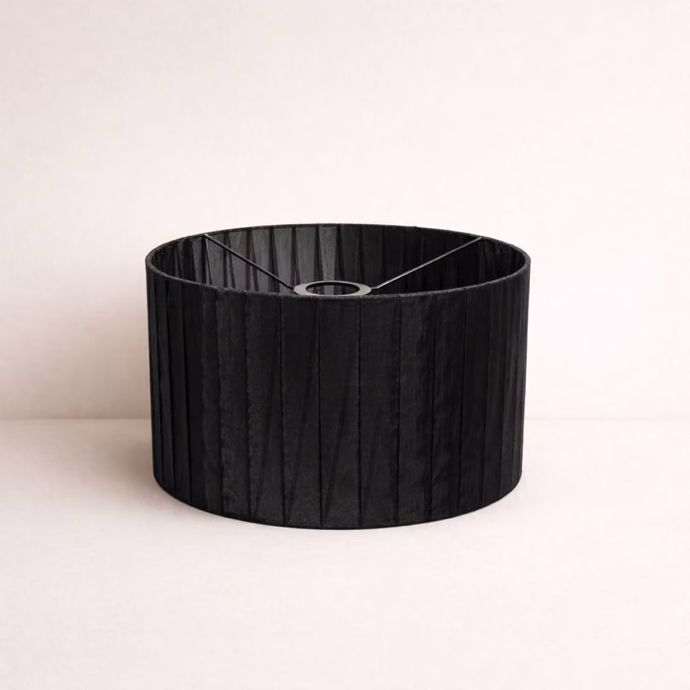 CGC Lighting Sylvie Silk Pleated Round Drum Lamp Shade in Black, Diameter: 30 cm – 3