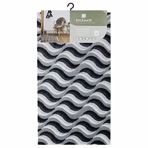 JVL Solemate Hand Carved Wave Doormat, Grey, W: 57 cm, D: 100 cm, H: 1 cm – 2