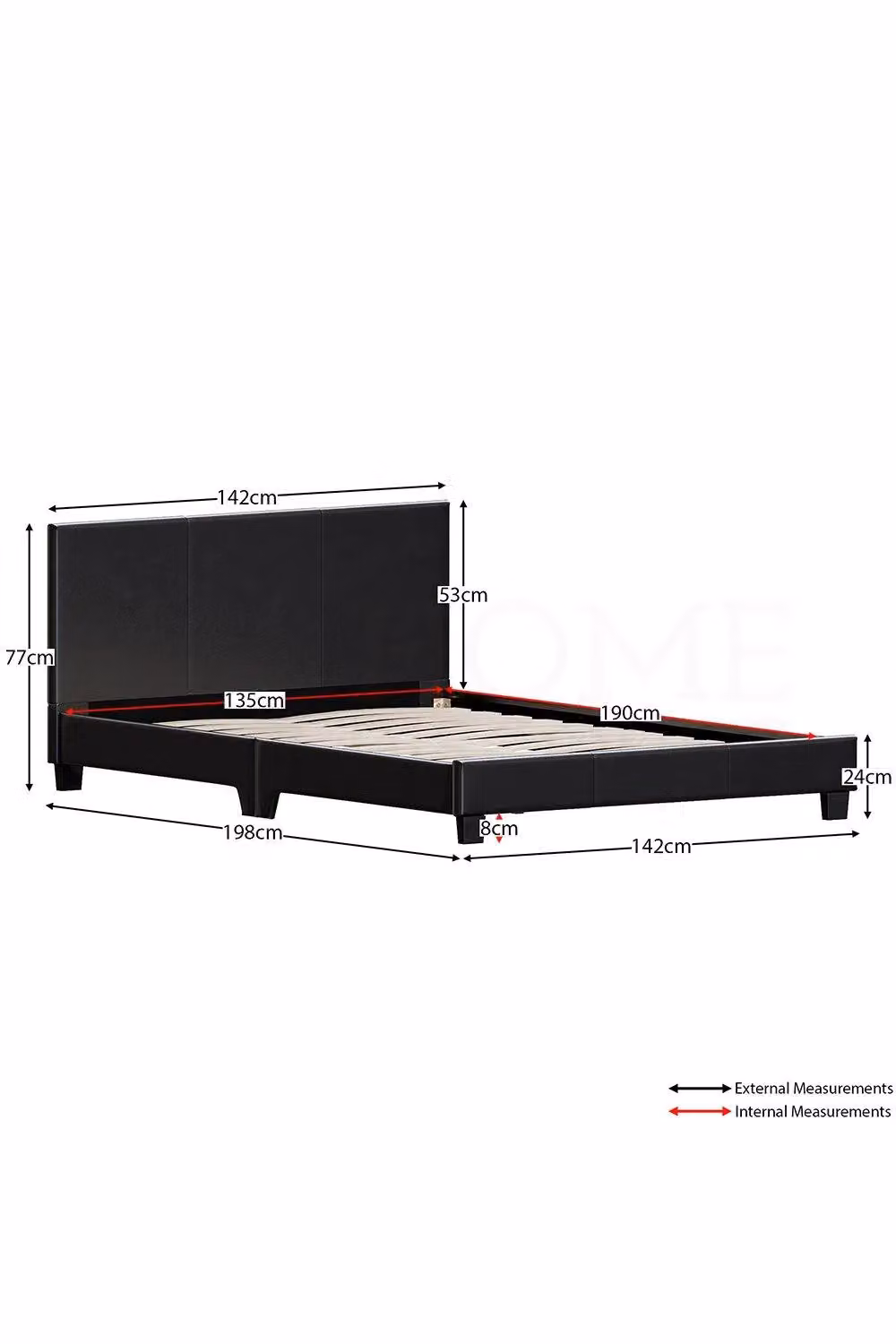 Vida Designs Lisbon Double Faux Leather Bed Frame with Storage in Black, 140 x 200 cm – 2