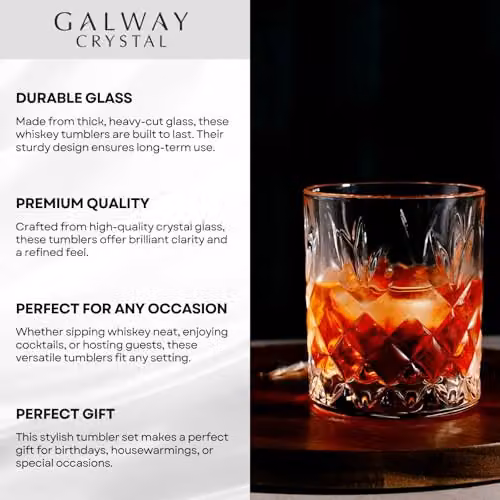 Galway Crystal Renmore Transparent Crystal Tumbler Set of 4 – 3