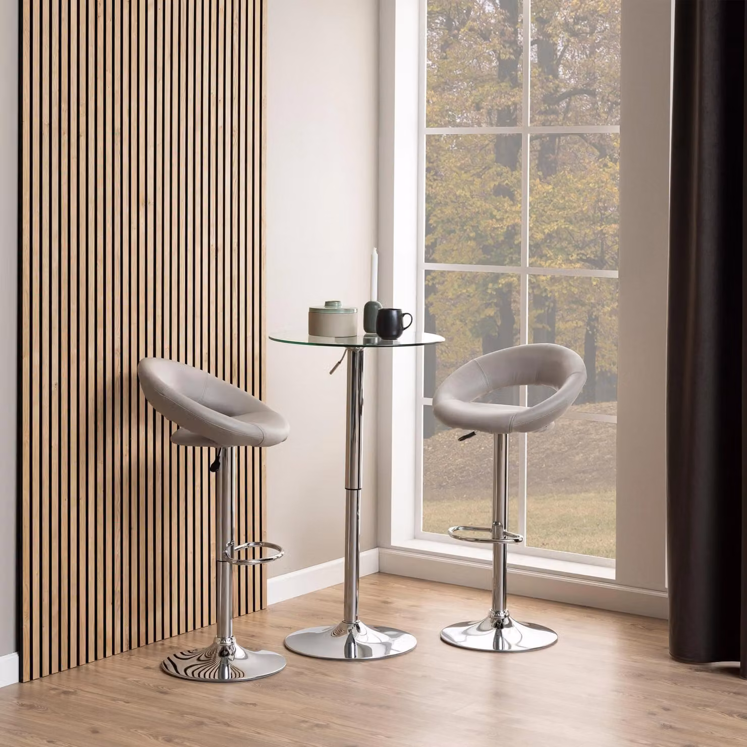 Furniture To Go Plump Light Grey Swivel Bar Stool with Open Back – 2