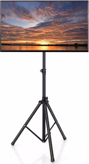Costway Tripod TV Stand with 5-Position Height Adjustment and Swivel Function in Black
