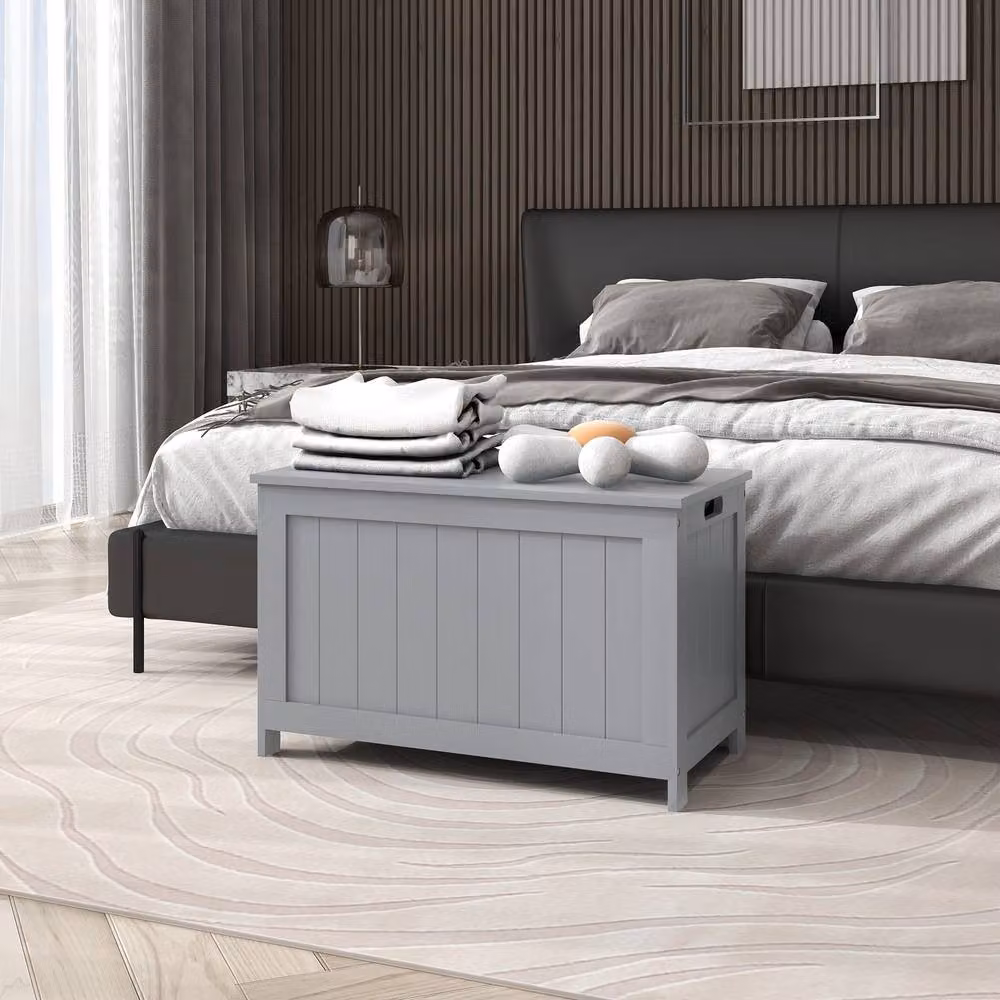 STILVORA Toy Box with Safety Hinges and Side Handles in Grey – 2