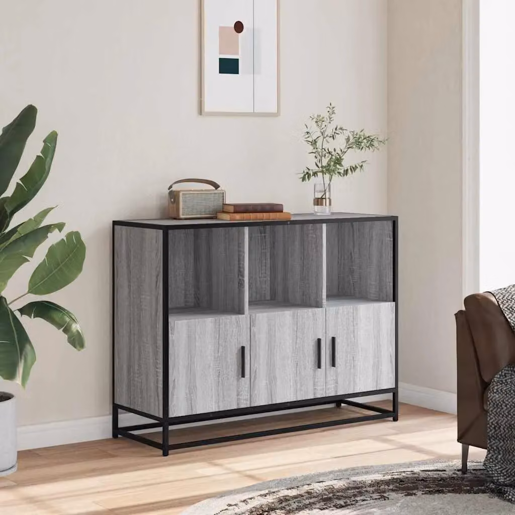 Berkfield Home Grey Sonoma Sideboard in Engineered Wood, W/D/H: 100 x 35 x 76 cm – 2