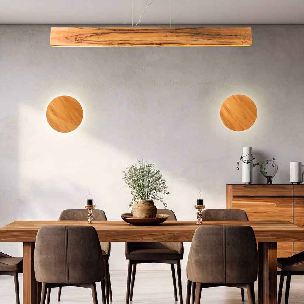 Netlighting Clean Flush Round LED Wall Lamp in Brown Teak Wood – 2