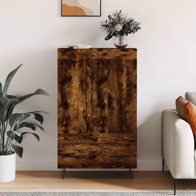 Berkfield Home Smoked Oak Highboard in Brown, W/D/H: 69.5 x 31 x 115 cm – 1