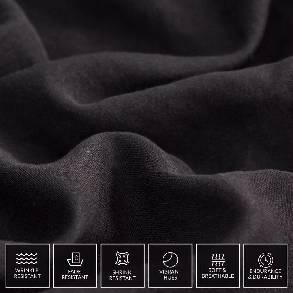 Lazzaro Home Premium Reversible Microfibre Duvet Cover and Pillowcase Set, Black, King Size – 5