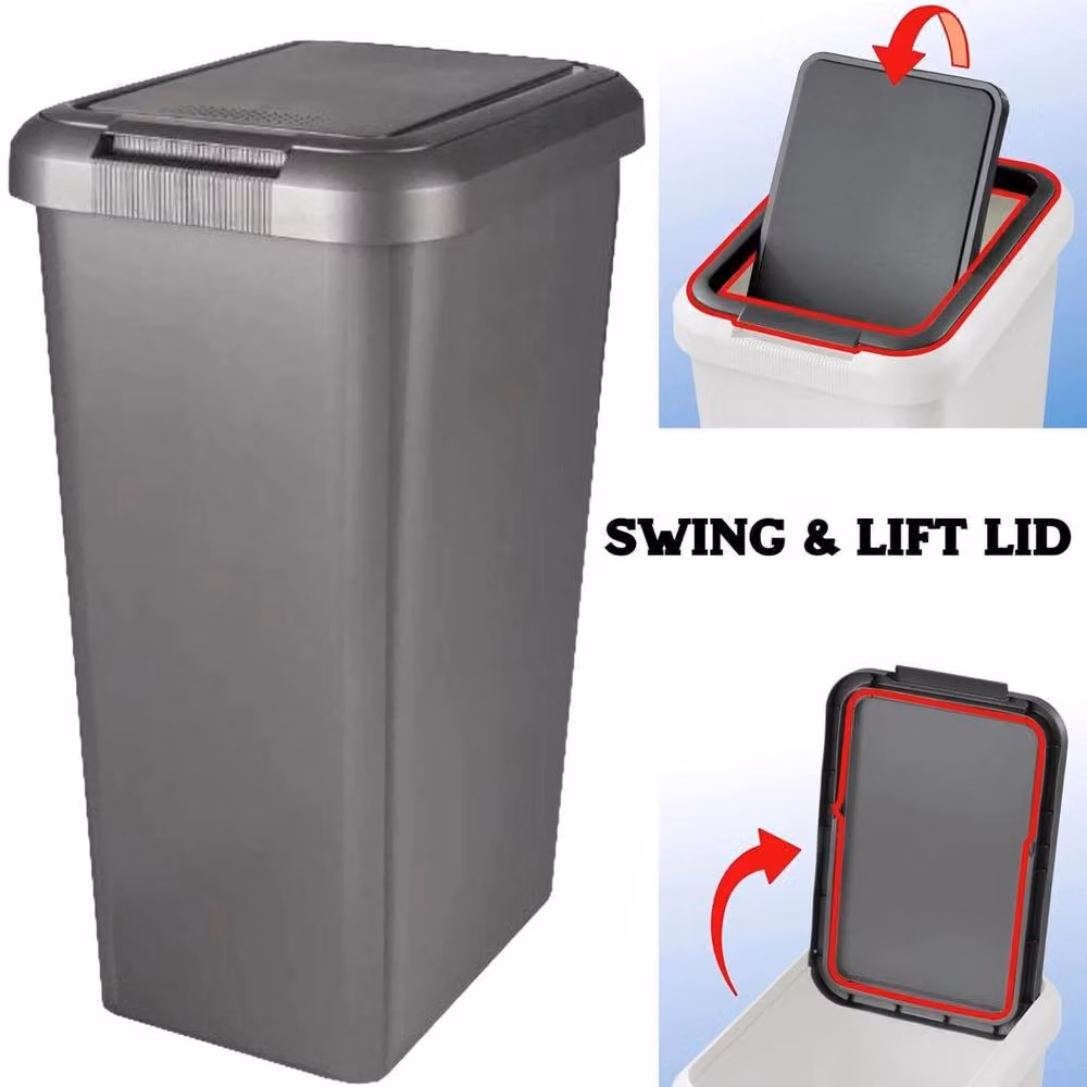 PAWNORA 45L Grey Plastic Kitchen Bin with Flip Lid – 2