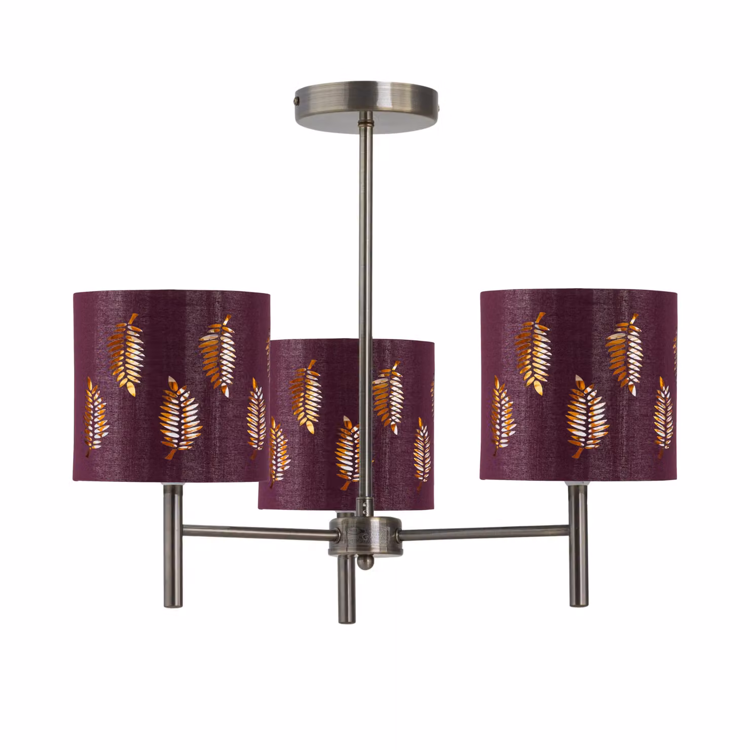 First Choice Lighting Brea Set of 2 Antique Brass Ceiling Light Fittings with Red Fabric Cylinder Shades – 2