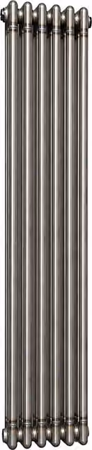 Lux Heat Vertical 3 Column Traditional Radiator in Silver Grey Bare Metal Lacquer, H 150 cm x W 29 cm