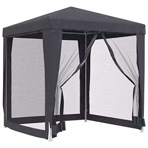 vidaXL Party Tent in Anthracite with Mesh Sidewalls, W: 200 cm, D: 200 cm, H: 240 cm