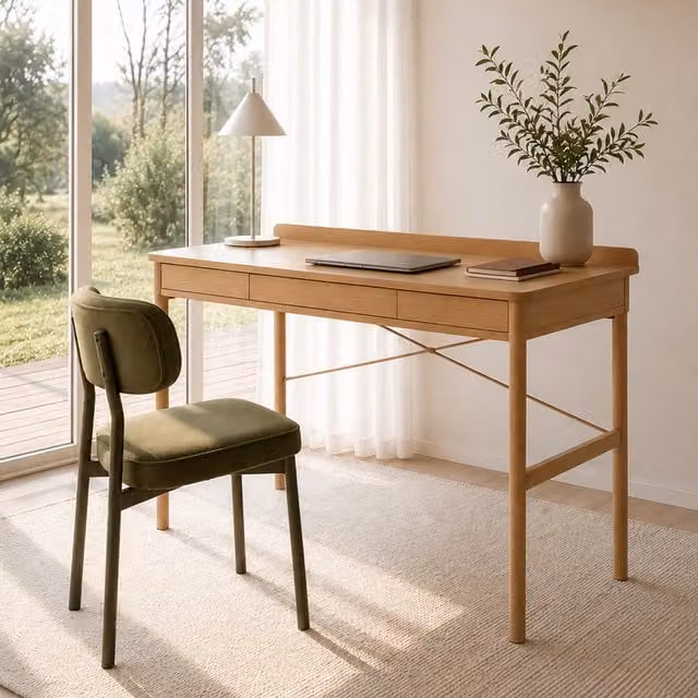 Furniture To Go Paul Modern Lacquered Oak Writing Desk in Brown