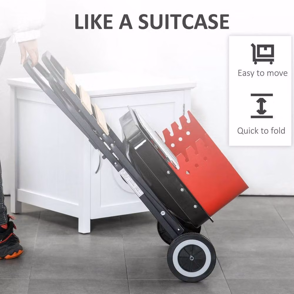 NESTLUNE Foldable Charcoal Trolley Barbecue in Black W/D/H: 100 x 15 x 84 cm – 6