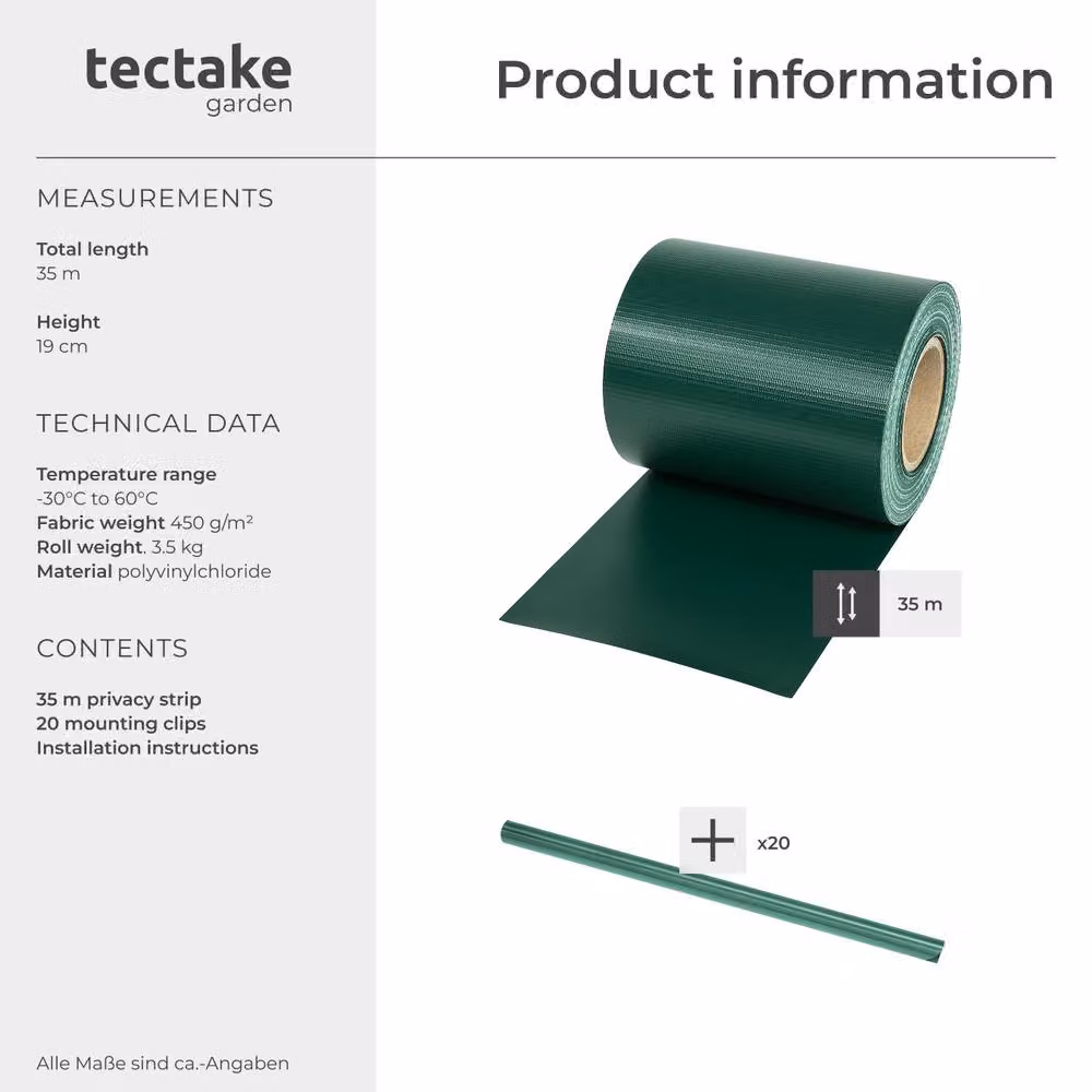 tectake 1 Privacy Film Strip in Green PVC, Opaque – 6
