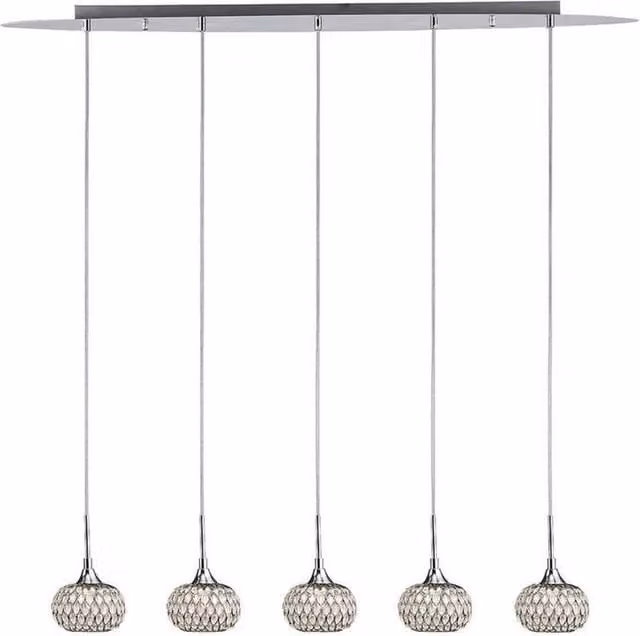 Netlighting Chelsie 5 Light Ceiling Pendant in Polished Chrome with Grey Transparent Glass