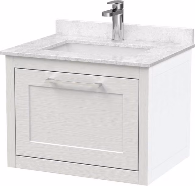 Balterley Blithbury Wall Hung 1 Drawer Vanity Basin Unit, White, W: 60 cm, D: 45 cm