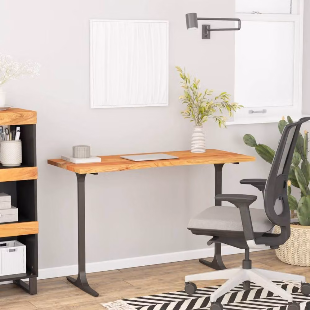 Berkfield Home Rectangular Solid Wood Acacia Desk Top in Brown, W: 110 cm, D: 60 cm, H: 2.5 cm – 2