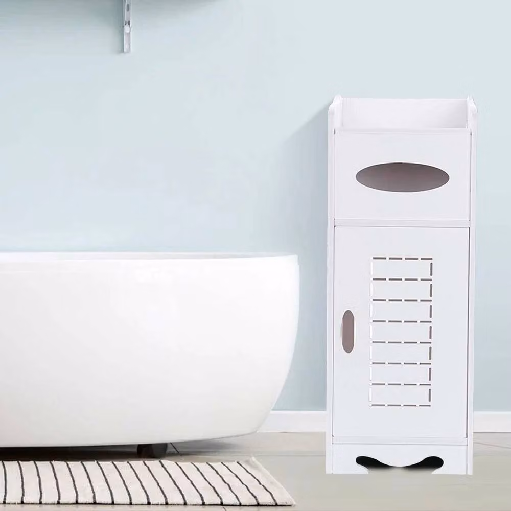 Havendro White Plastic Bathroom Storage Cabinet with Drawer and Cupboard, W/D/H: 55 x 21 x 55 cm – 2