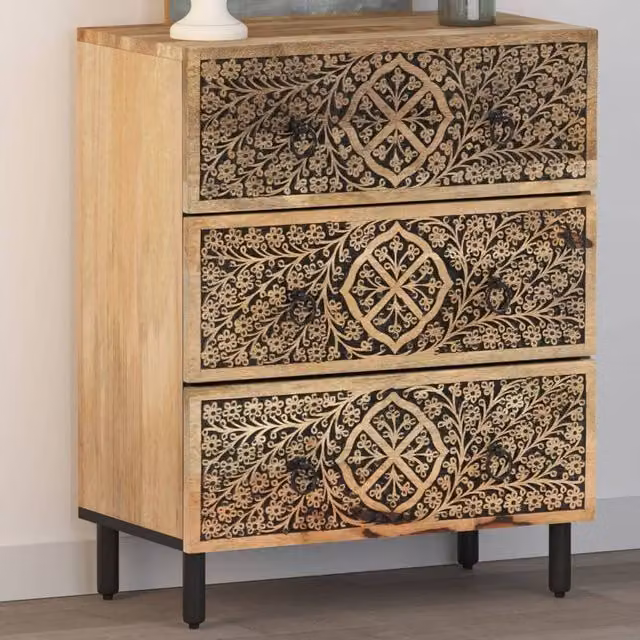 Berkfield Home Side Cabinet in Brown Solid Mango Wood, W/D/H: 60 x 33 x 75 cm – 1