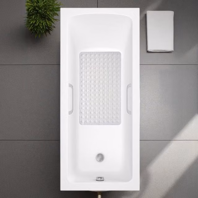 Showerdrape Orbit White Anti Slip Rectangular Bath Mat, W: 70 cm, D: 40 cm – 1