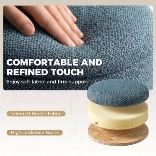 HOMCOM Cube Storage Ottoman Footstool in Blue, W/D/H: 38.5 x 38.5 x 33.5 cm – 5