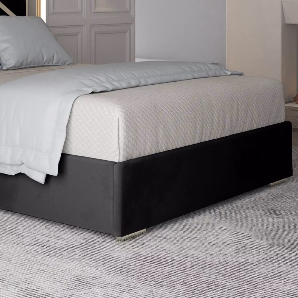 Casani Marden Upholstered Velvet Designer Bed Frame with Metal Accents, W/D/H: 127 x 128 x 200 cm – 4
