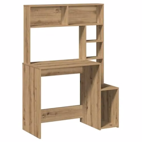 vidaXL Computer Desk with Shelves in Artisan Oak, Brown, W: 100 cm, D: 45 cm, H: 140 cm – 1