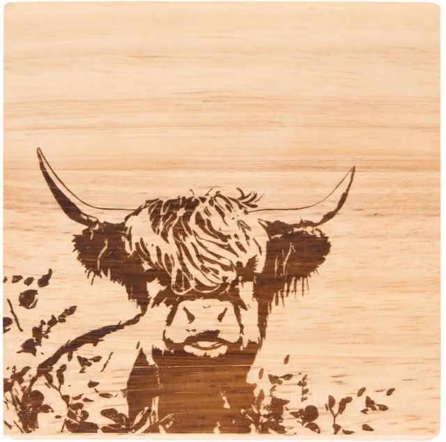 Impress Pack of 4 Square Brown Absorbent Wood Coasters