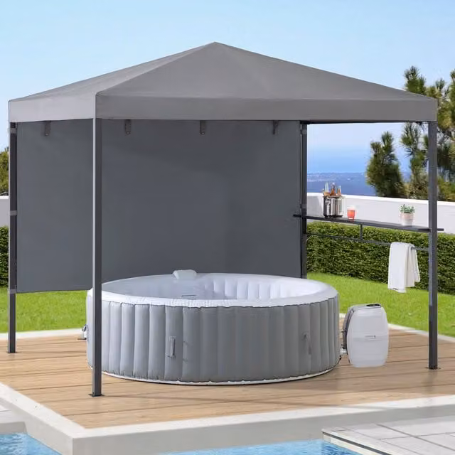 Sunjoy Grey Outdoor Steel Frame Hip Roof Pavilion