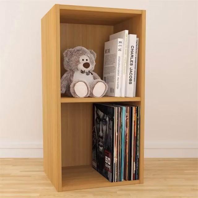 Charles Jacobs Brown Cube Media Storage Unit with Back Panel, W/D/H: 70.6 x 35.6 x 30.0 cm