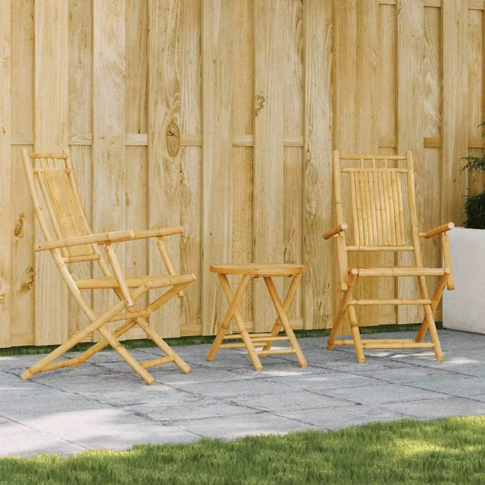 Berkfield Home 3 Piece Bamboo Bistro Set in Brown – 2
