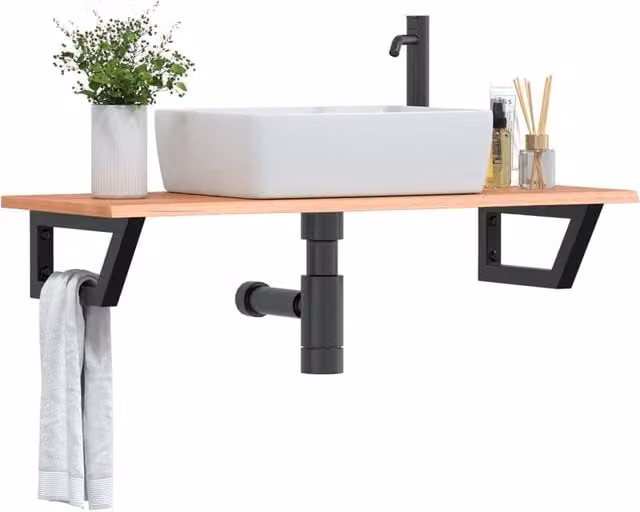 Berkfield Home Wall Mounted Basin Shelf in Brown Oak and Steel