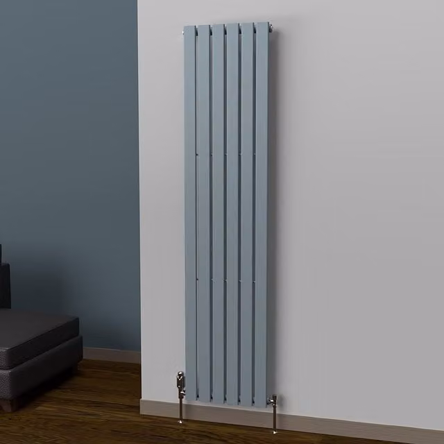 Lux Heat Flat Coloured Vertical Radiator in Pebble Grey, H 180 cm x W 42 cm