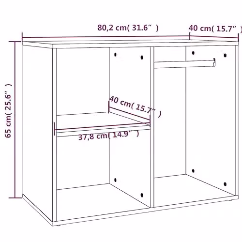 vidaXL Modern Freestanding Dressing Cabinet in Grey Matt Wood and MDF – 3