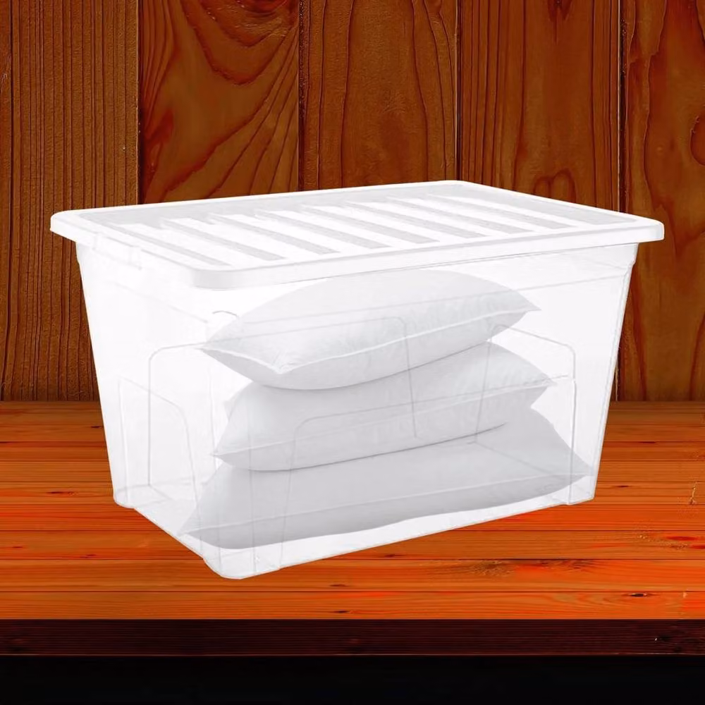 NESTLUNE Set of 3 Stackable Plastic Storage Boxes with Lids, Clear, 110L each – 2