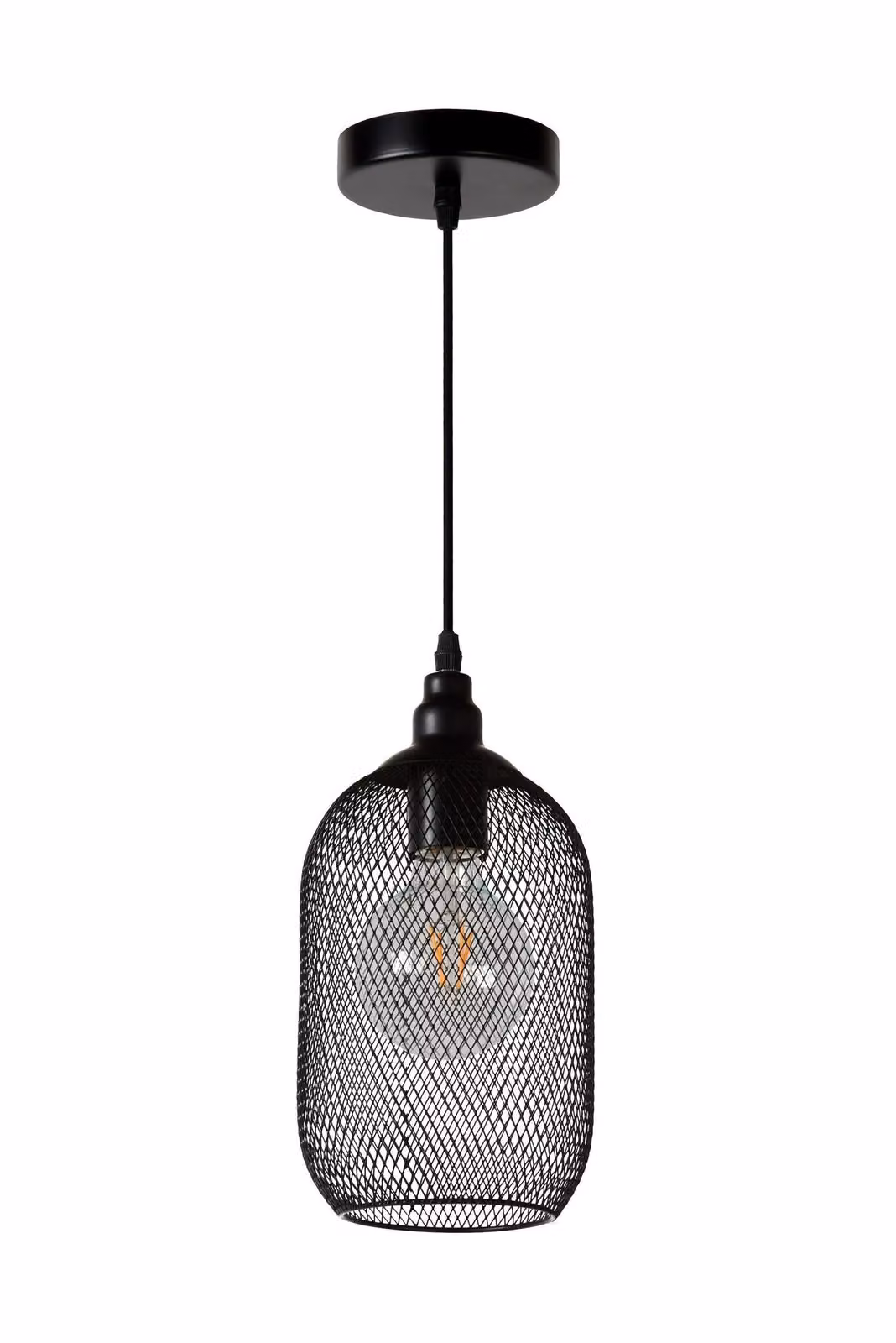 Lucide MESH Vintage Pendant Light, Black, Dimmable and Height Adjustable, E27 – 2