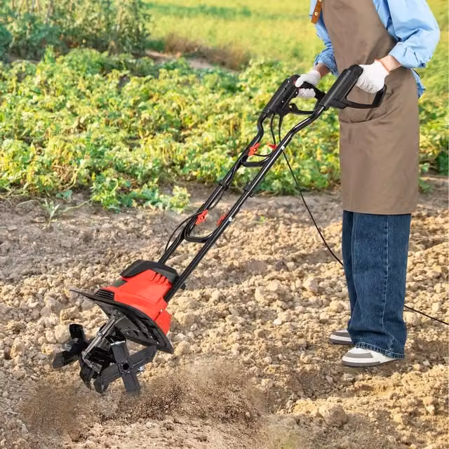 COSTWAY 1200W Foldable Electric Garden Rototiller Cultivator in Red